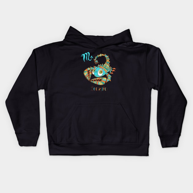 Scorpio zodiac children Kids Hoodie by Mako Design 